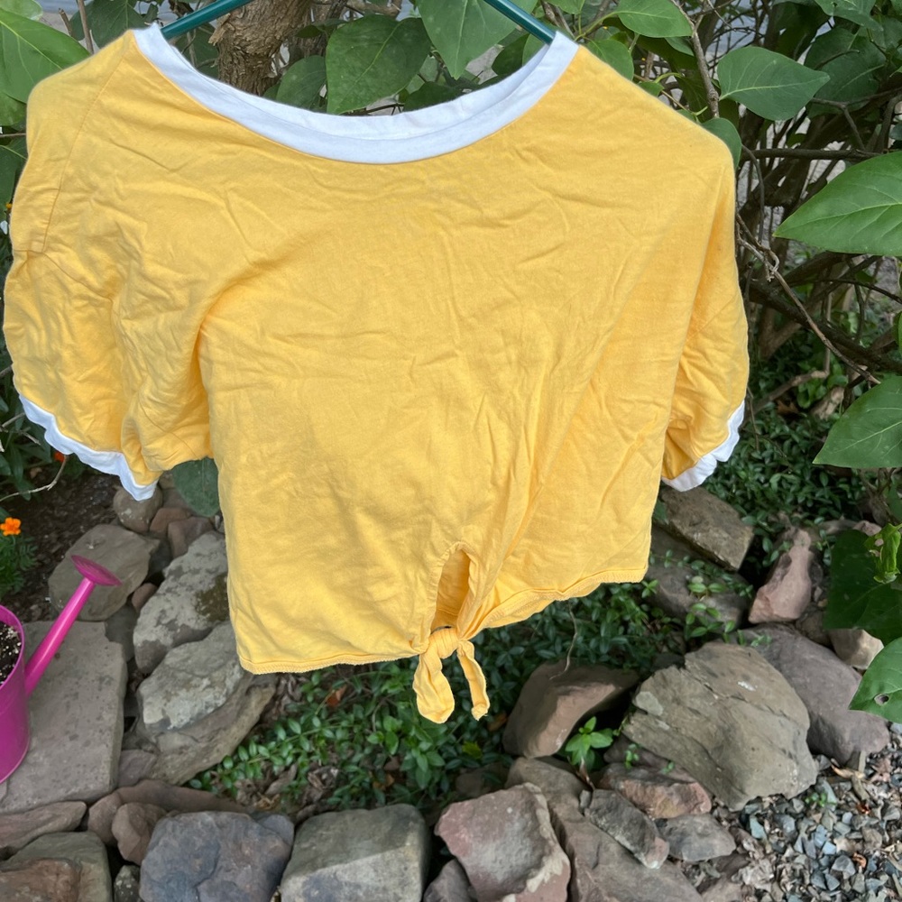 Yellow with white trim pullover